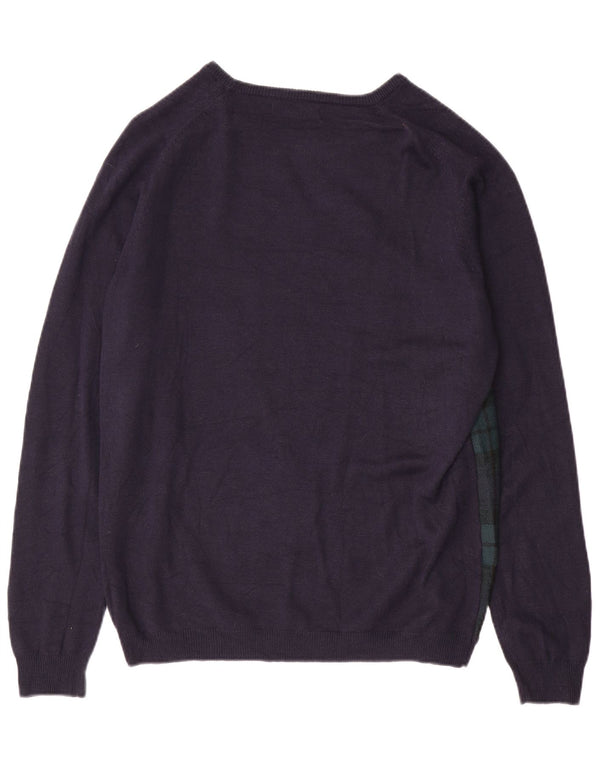 Ανδρικό πουλόβερ ZARA Boat Neck Jumper XL Navy Blue Check