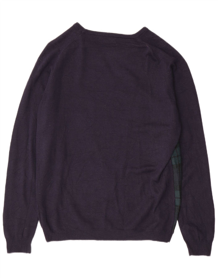 Ανδρικό πουλόβερ ZARA Boat Neck Jumper XL Navy Blue Check