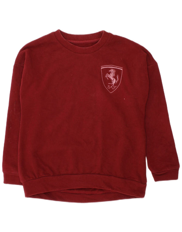 FERRARI Boys Sweatshirt Jumper 5-6 Years Burgundy Cotton