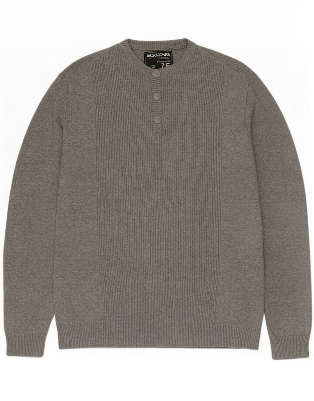 Jack & Jones Ανδρικό πουλόβερ με κουμπιά λαιμόκοψη XL γκρι