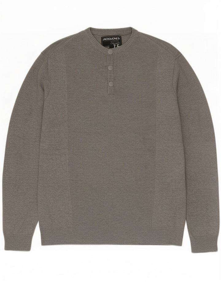 Jack & Jones Ανδρικό πουλόβερ με κουμπιά λαιμόκοψη XL γκρι