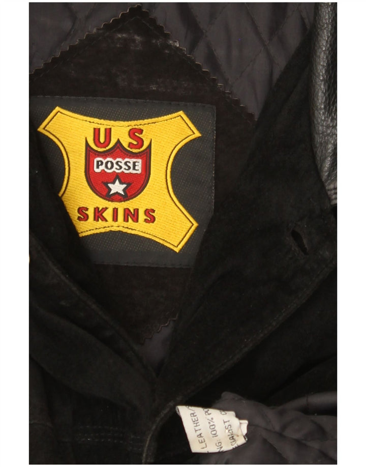 Ανδρικό Suede Jacket U.S. Posse Skins UK 40 μεγάλο μαύρο δέρμα