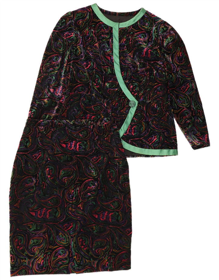 VINTAGE Γυναικείο Σετ Φούστας 2 τεμαχίων με 1 Κουμπί UK 12 Μεσαίο W32 Πολύχρωμο