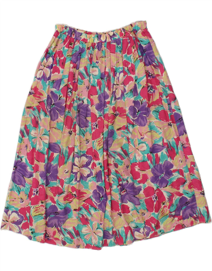 VINTAGE Womens A-Line Skirt IT 42 Medium W30  Multicoloured Floral Linen Vintage Vintage and Second-Hand Vintage from Messina Hembry 