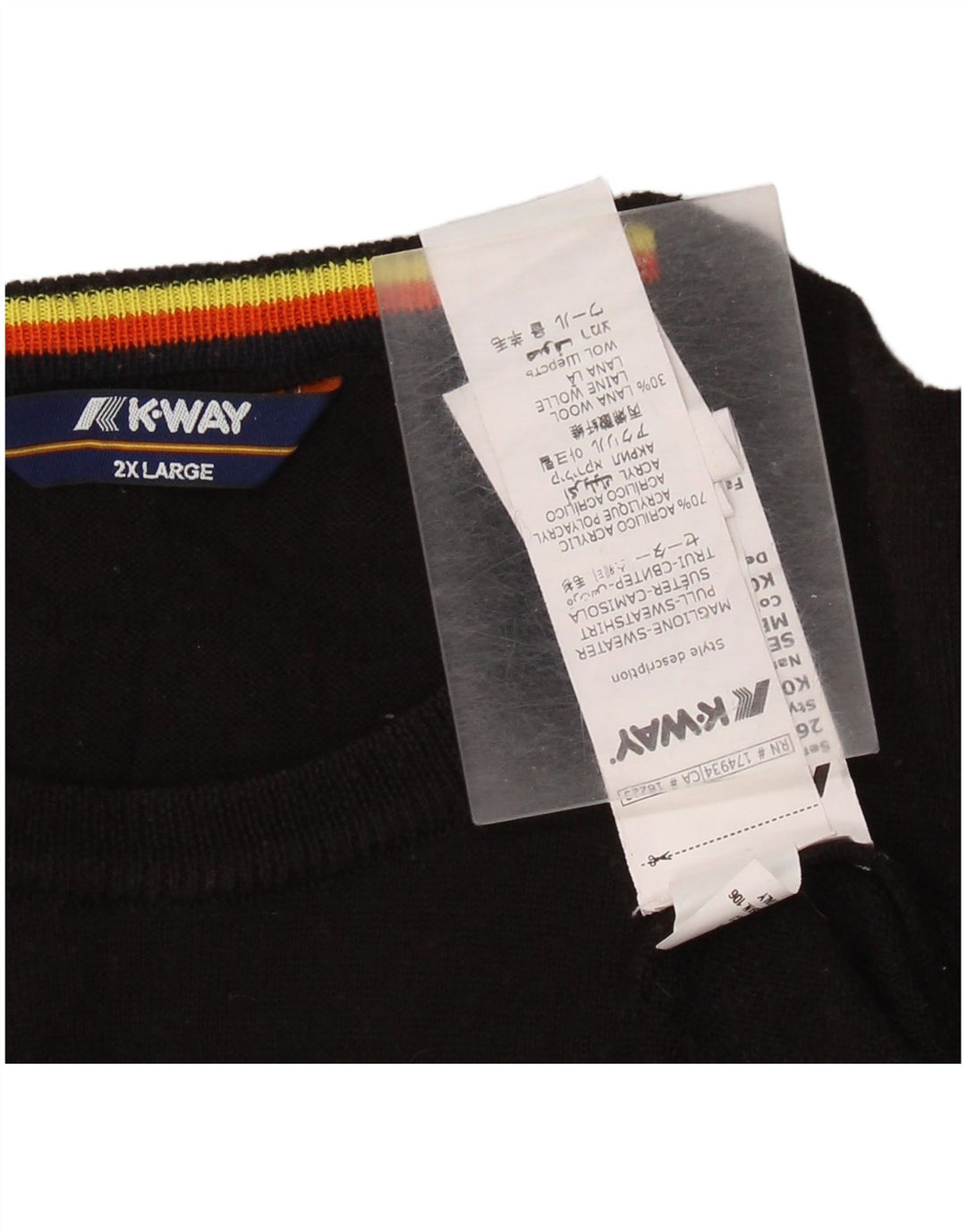 Ανδρικό πουλόβερ K-Way Crew Neck Jumper 2XL Μαύρο Ακρυλικό