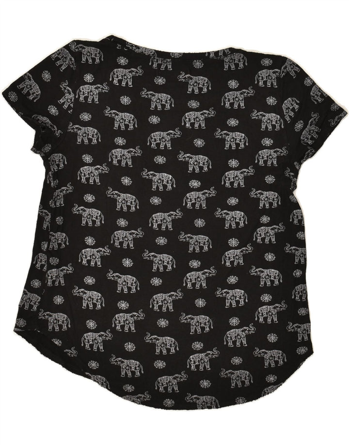 HOLLISTER Womens Graphic T-Shirt Top UK 12 Medium Black Animal Print | Vintage Hollister | Thrift | Second-Hand Hollister | Used Clothing | Messina Hembry 