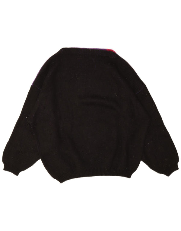 Vintage γυναικείο γραφικό υπερμεγέθη πουλόβερ με λαιμόκαυμα UK 18 XL Μωβ