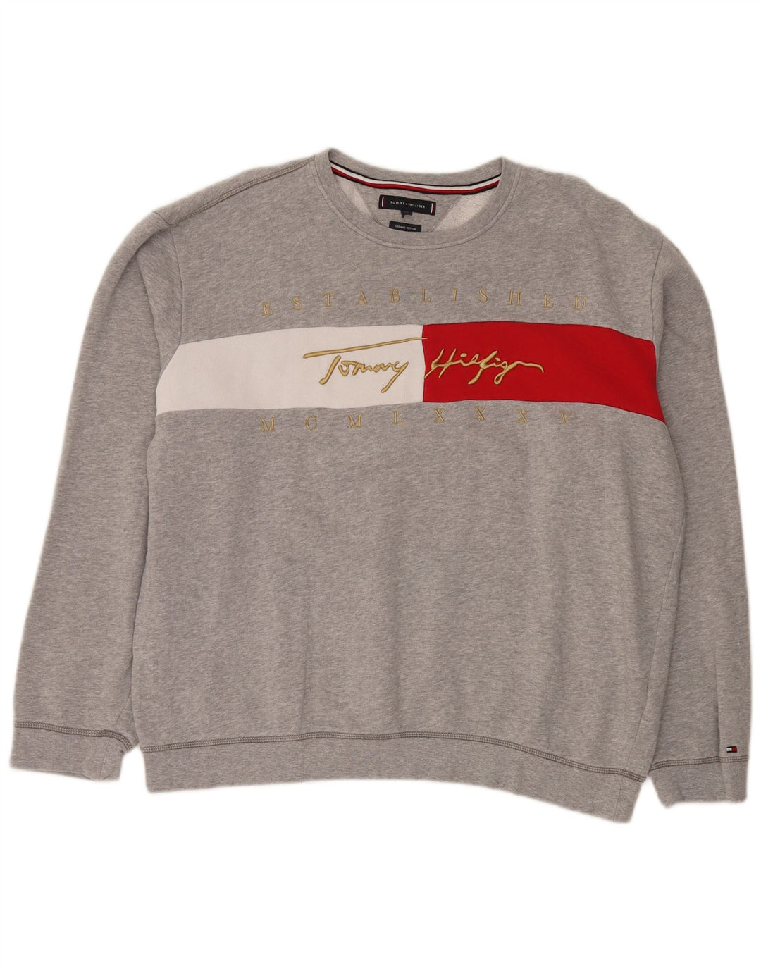 Tommy Hilfiger Ανδρικό γραφικό φούτερ Jumper 2XL Γκρι χρώματος βαμβακερό