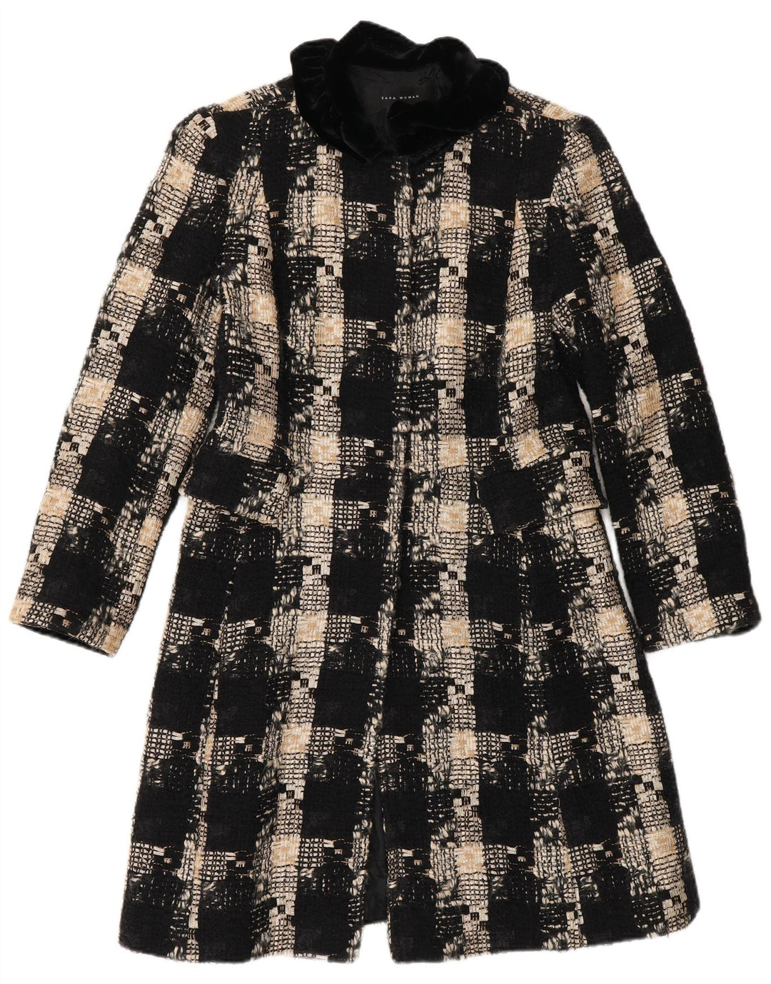 Zara Γυναικείο Πανωφόρι UK 12 Medium Black Check Wool