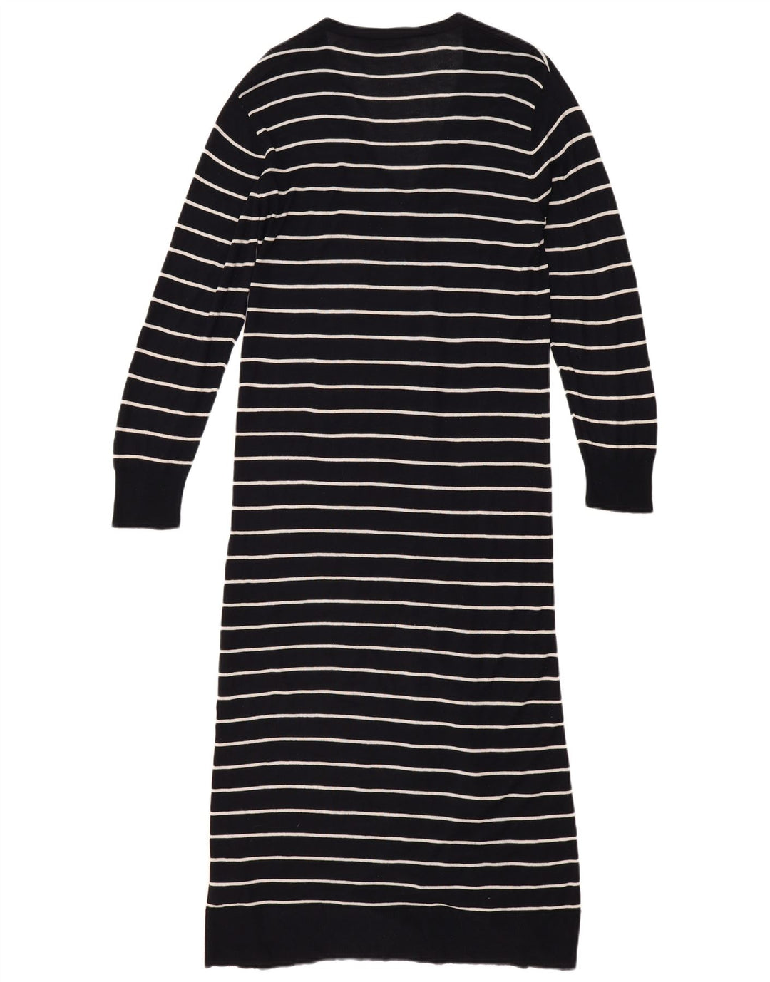 Zara γυναικείο πουλόβερ ζακέτα Longline UK 14 μέτριο μαύρο ριγέ βισκόζη