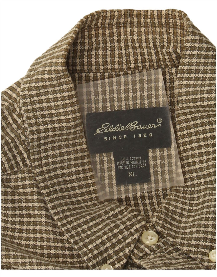Ανδρικό πουκάμισο Eddie Bauer XL Καφέ βαμβακερό καρό