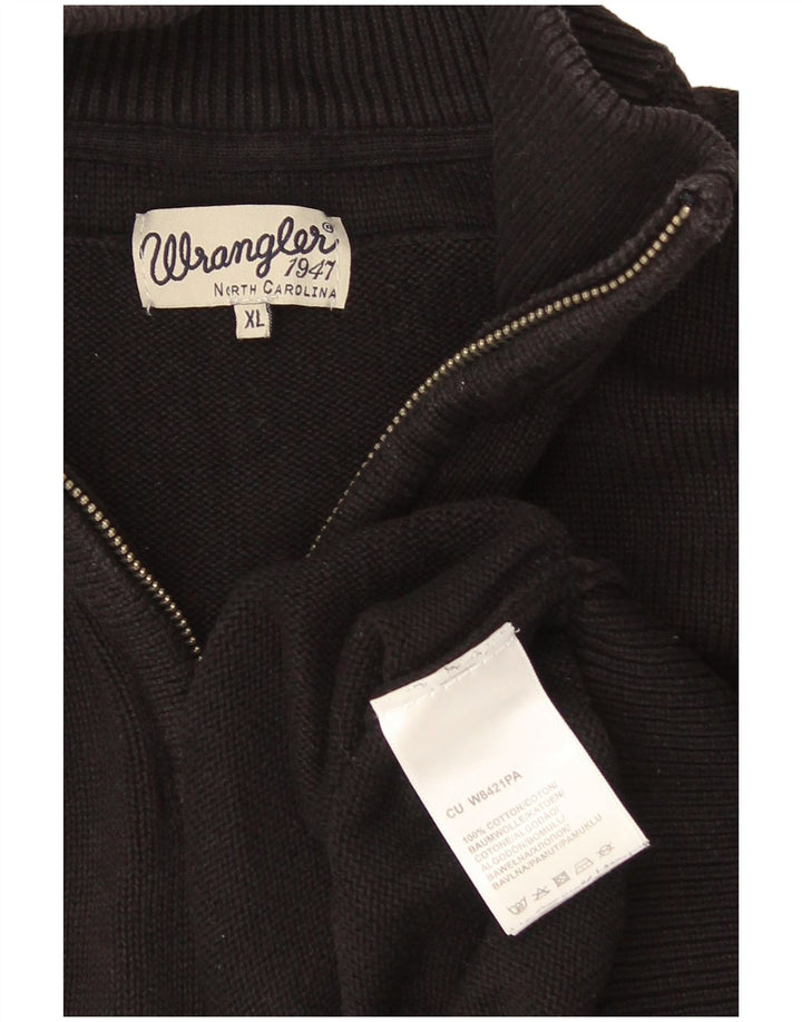 Ανδρικό πουλόβερ με φερμουάρ Wrangler XL μαύρο βαμβακερό