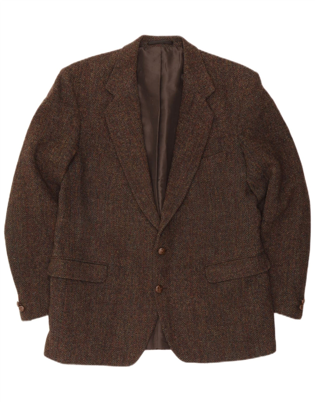 Ανδρικό μπουφάν Harris Tweed με 2 κουμπιά σακάκι UK 44 2XL καφέ μαλλί