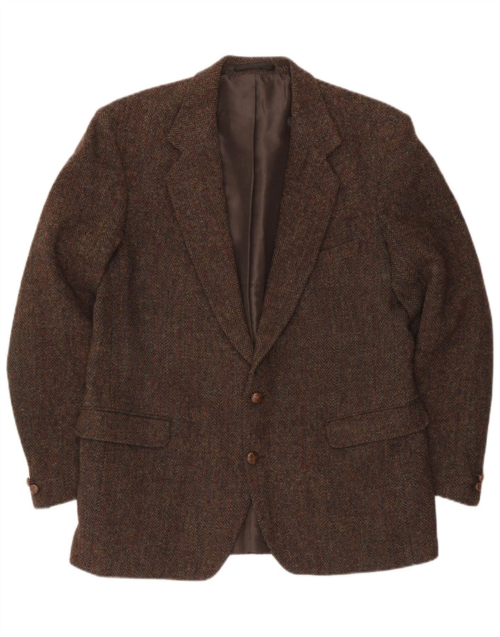 Ανδρικό μπουφάν Harris Tweed με 2 κουμπιά σακάκι UK 44 2XL καφέ μαλλί