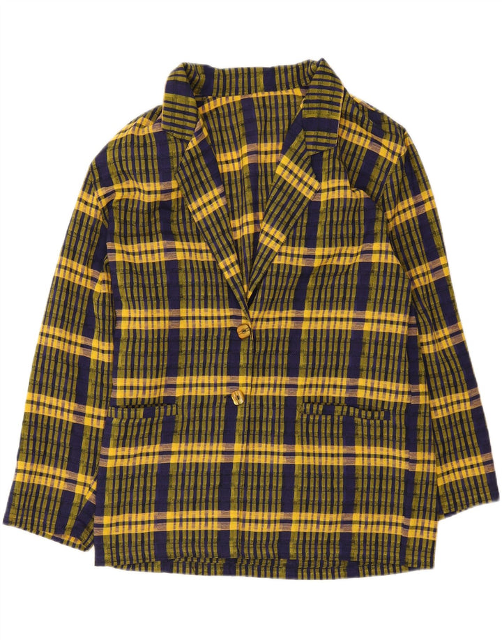 Vintage γυναικείο μπουφάν σακάκι με 2 κουμπιά UK 16 Large Yellow Check