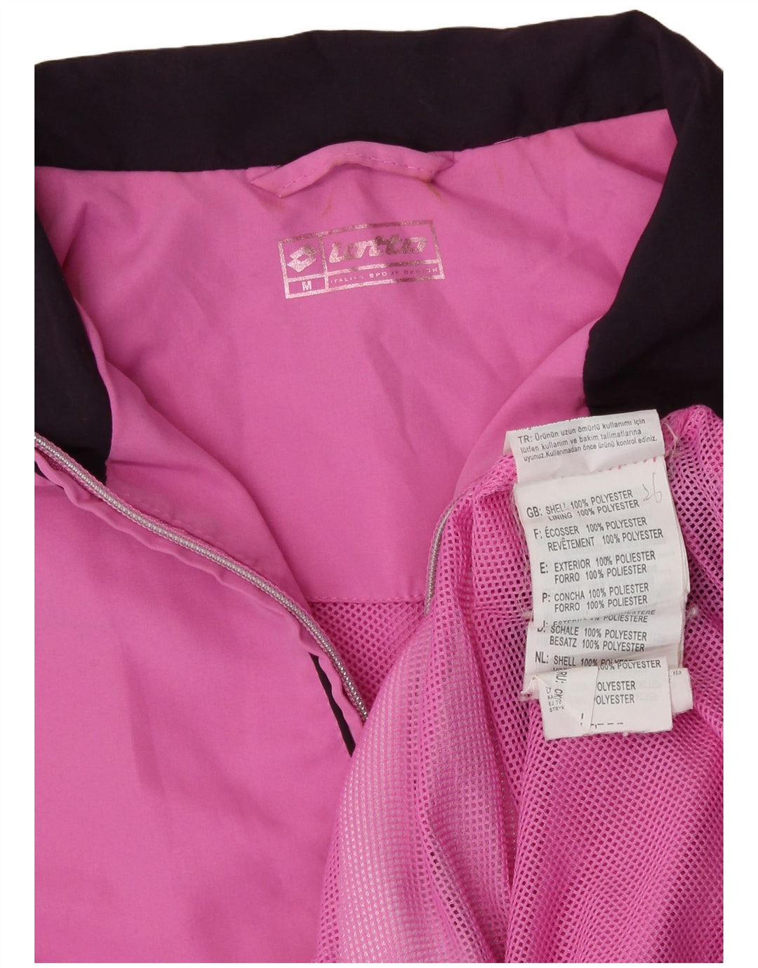 Γυναικείο τζάκετ Lotto Windbreaker UK 14 Medium Pink Colourblock Πολυεστέρας