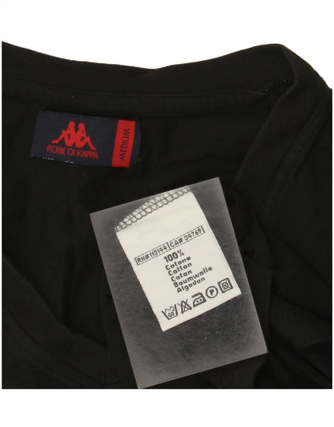 Kappa Γυναικείο T-Shirt Top UK 12 μεσαίο μαύρο βαμβακερό