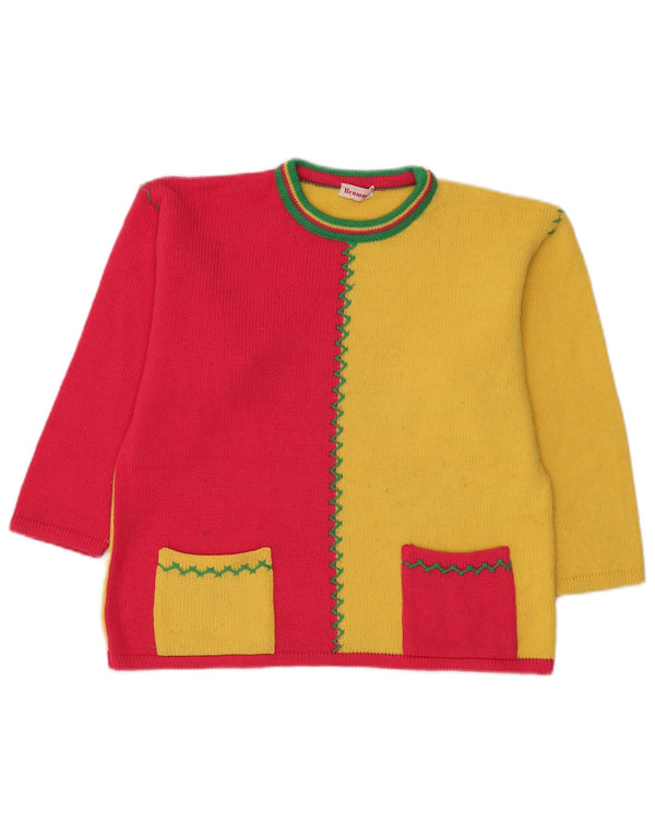 Brummell γυναικείο πουλόβερ με λαιμόκοψη UK 12 Medium Yellow Colourblock