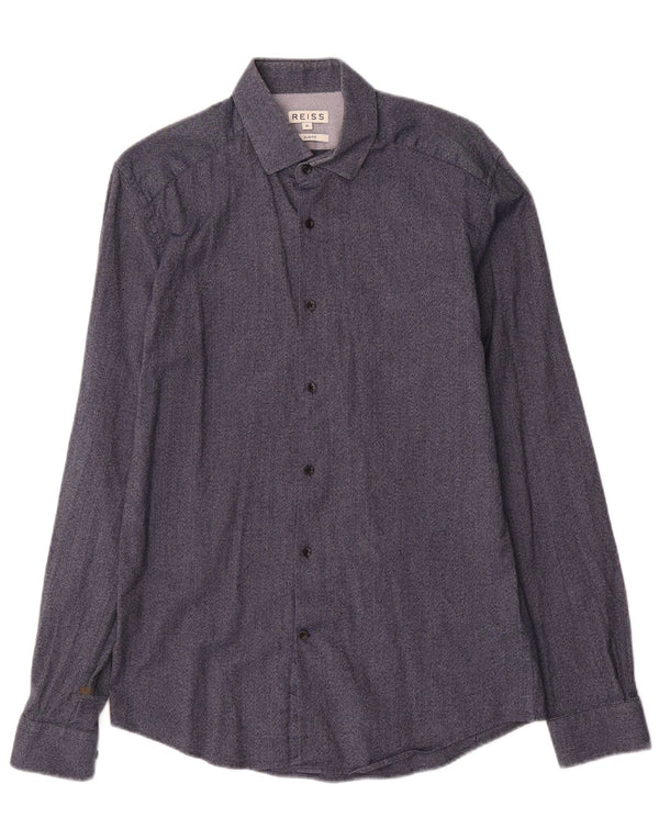 Ανδρικό πουκάμισο Reiss Slim Fit Medium Navy Blue βαμβακερό