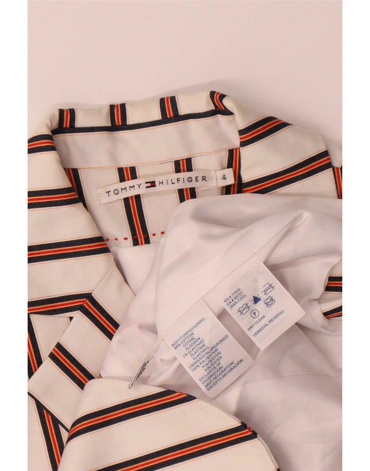 Tommy Hilfiger Γυναικείο Μπλέιζερ με 2 Κουμπιά Μπουφάν US 4 Μικρό Λευκό Ριγέ