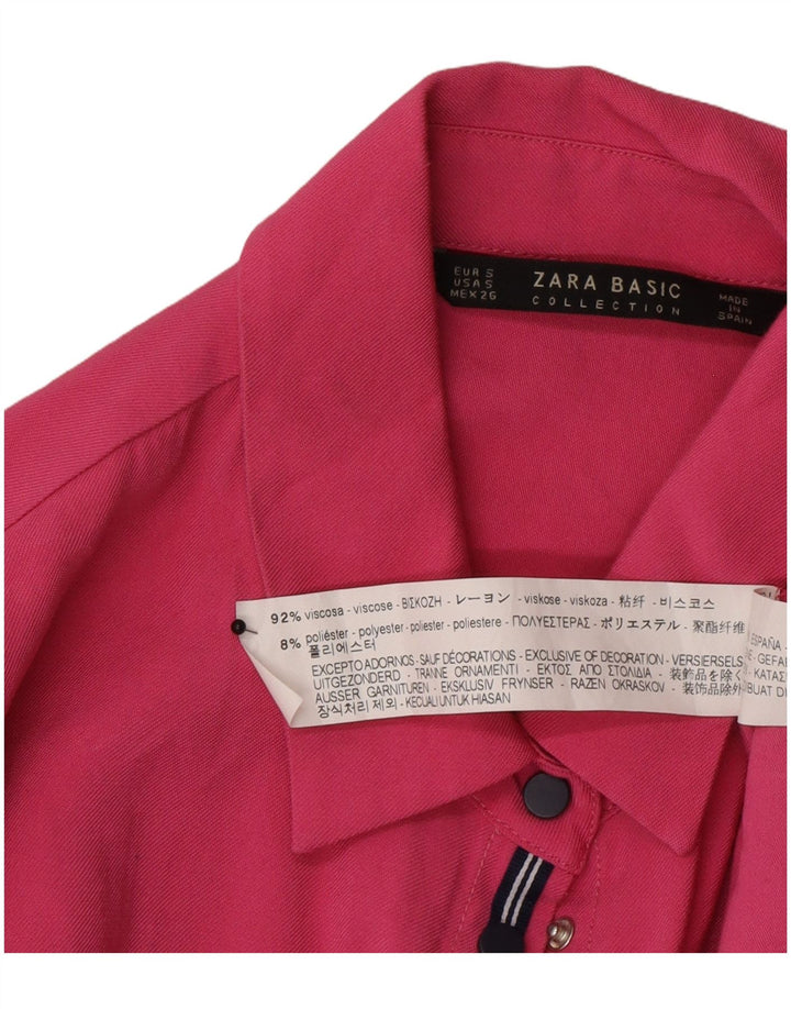 Zara Γυναικείο πουκάμισο Oversized Μπλούζα UK 10 Small Pink Viscose