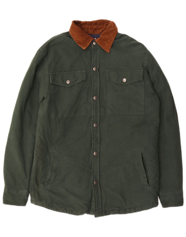 Lands End ανδρικό πουκάμισο ξυλοκόπο UK 36 Small Khaki Colourblock Βαμβακερό