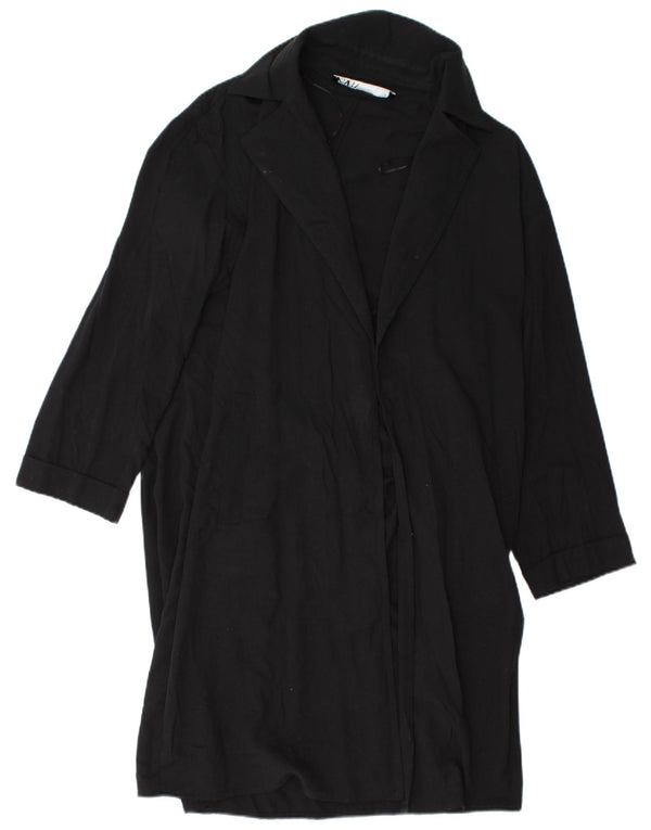 Zara Γυναικείο Ανοιχτό Πανωφόρι UK 14 Medium Black Lyocell
