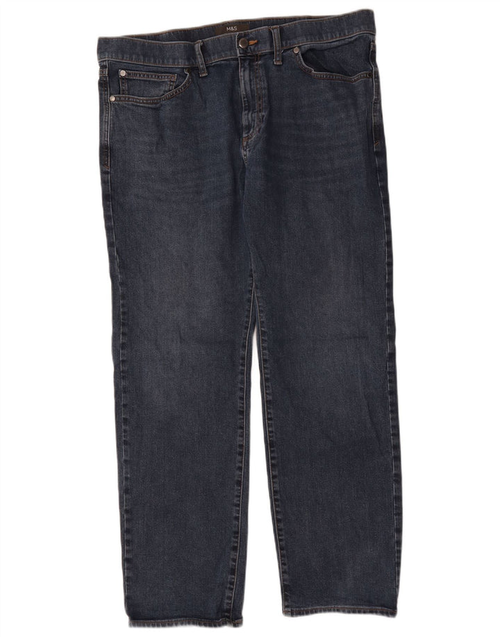 Ανδρικό τζιν ίσιο Marks & Spencer W36 L29 Navy Blue Cotton