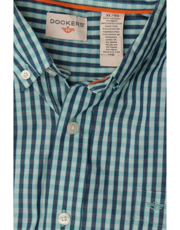 DOCKERS Mens Shirt XL Green Gingham Cotton Vintage Dockers and Second-Hand Dockers from Messina Hembry 