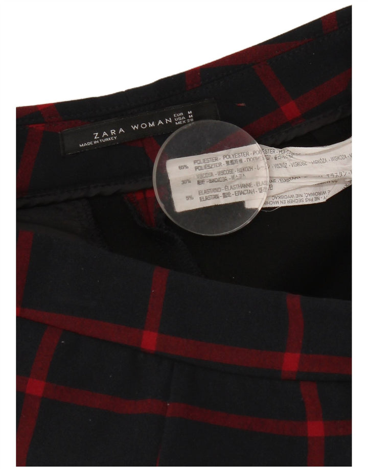 Zara Γυναικείο Skinny παντελόνι Chino Medium W28 L29 Navy Blue Check Polyester