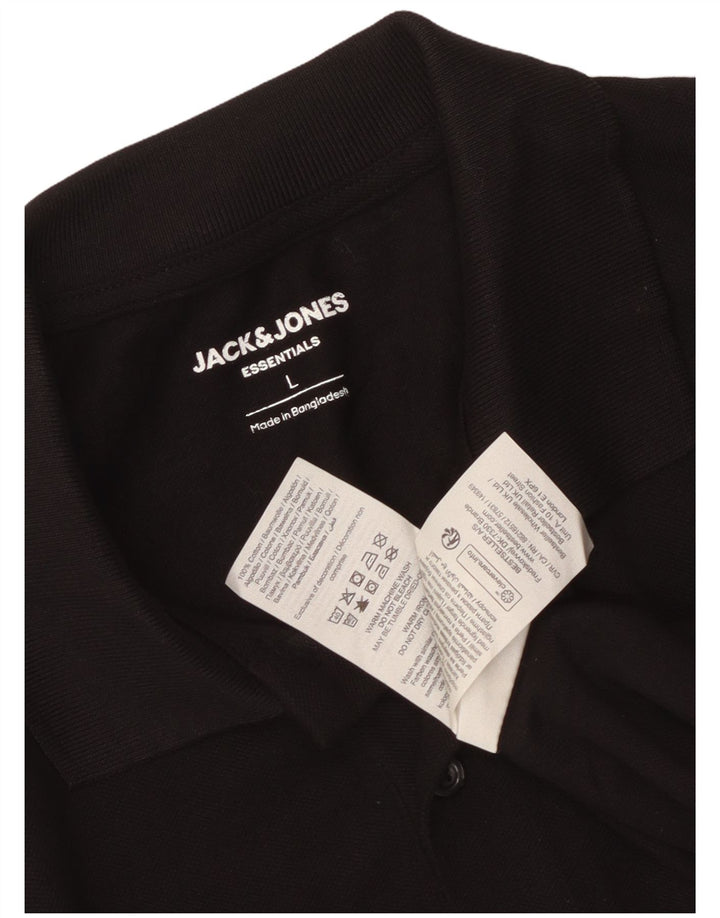 Ανδρικό μπλουζάκι πόλο Jack & Jones, μεγάλο μαύρο βαμβακερό