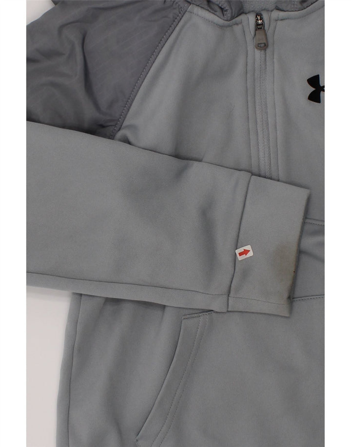 Under Armour Boys Hoodie Jumper 6-7 Years Grey Colourblock Polyester