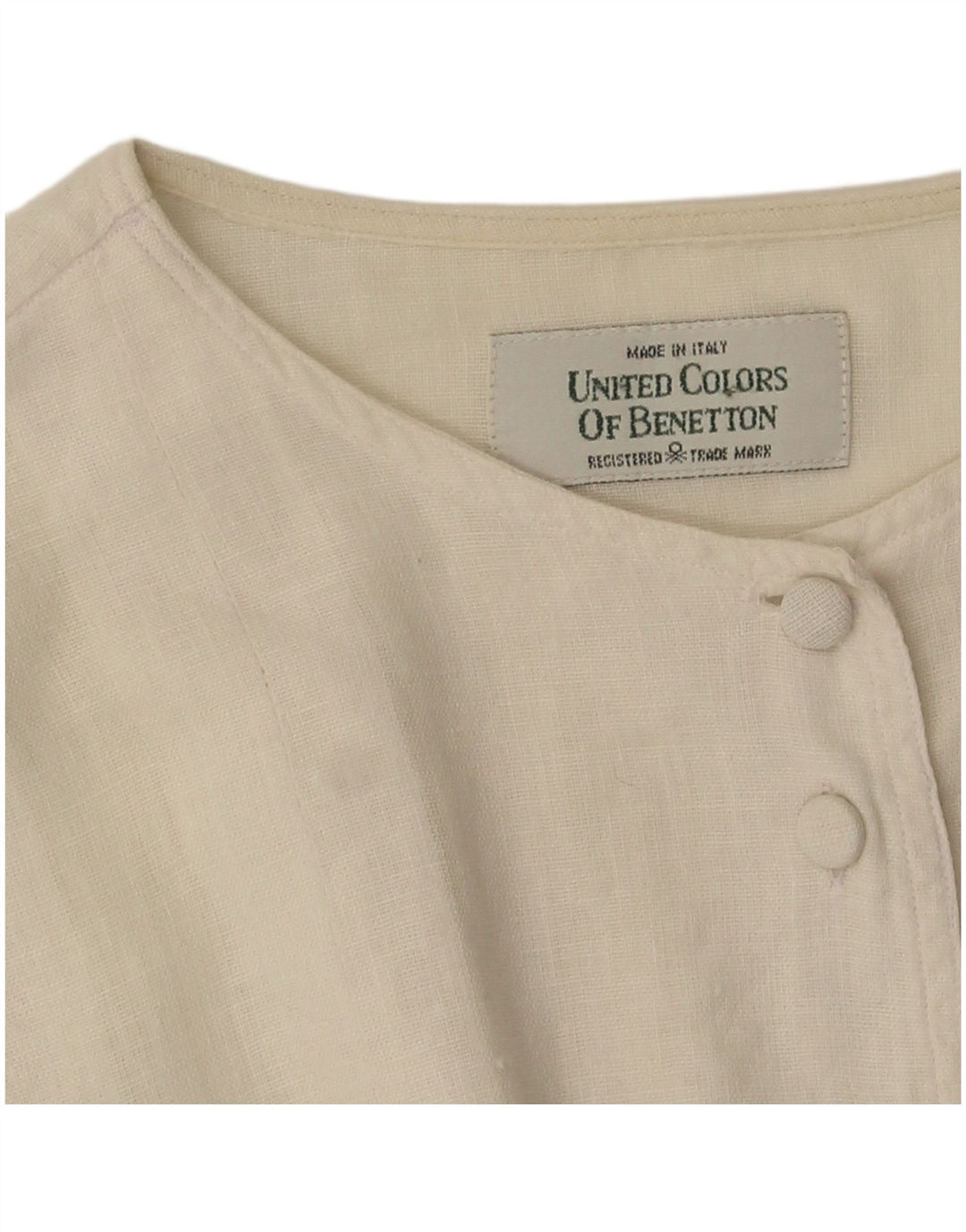 Benetton Γυναικείο πουκάμισο Crop Μπλούζα UK 14 Medium Off White