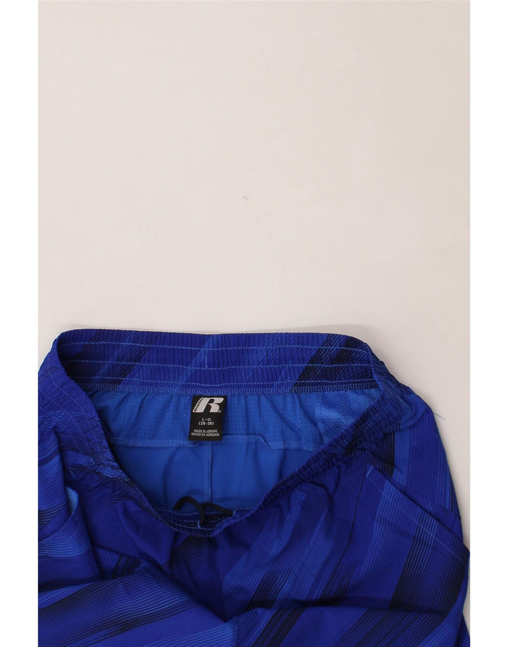 RUSSELL ATHLETIC Mens Sport Shorts Large  Blue Pinstripe Polyester Vintage Russell Athletic and Second-Hand Russell Athletic from Messina Hembry 