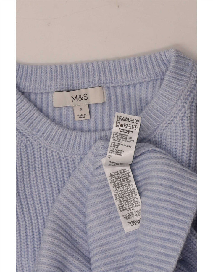 Marks & Spencer Γυναικείο πουλόβερ με λαιμόκαυστο UK 10 Small Blue Polyester