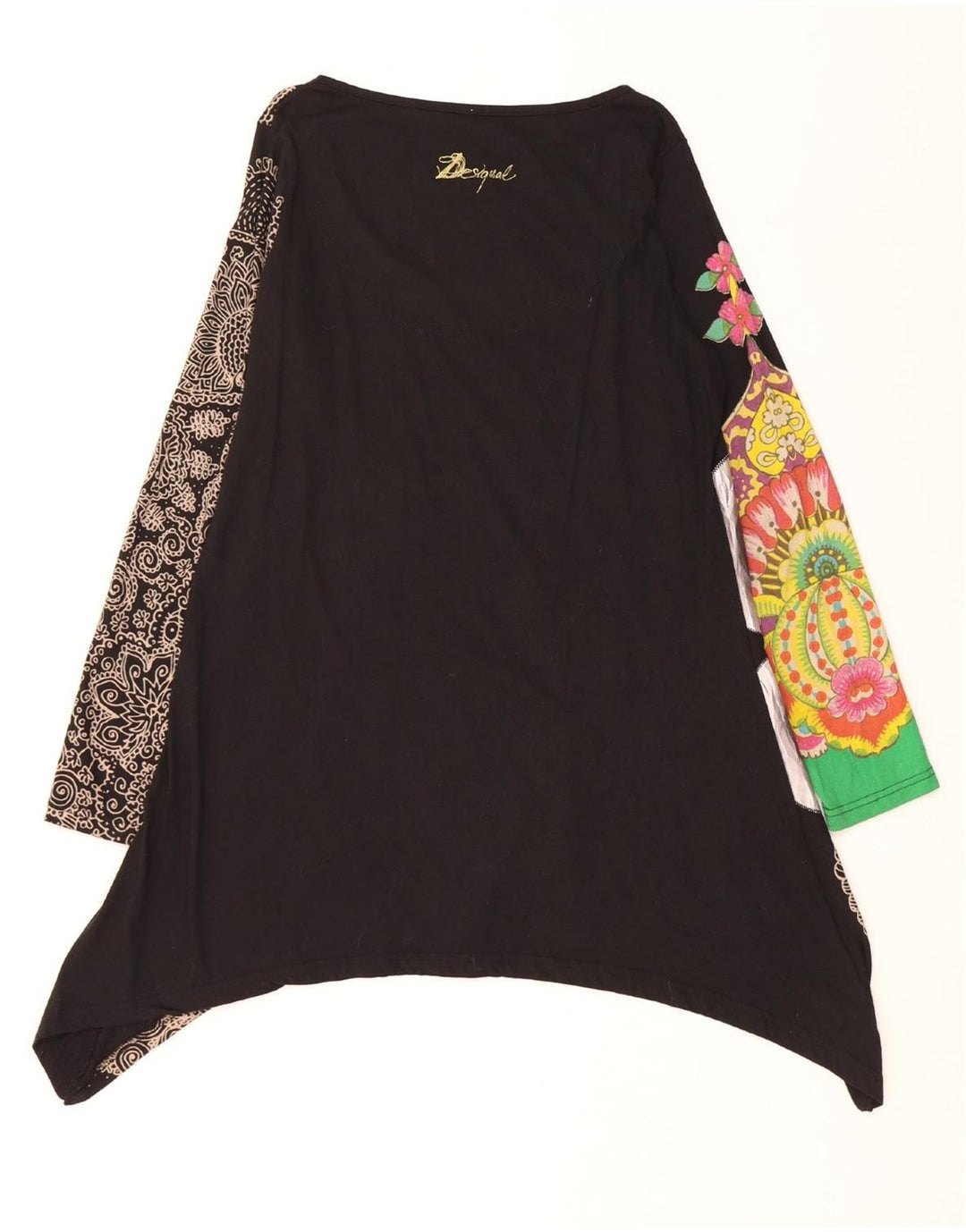 DESIGUAL Γυναικείο γραφικό ασύμμετρο φόρεμα UK 14 Medium Black Paisley