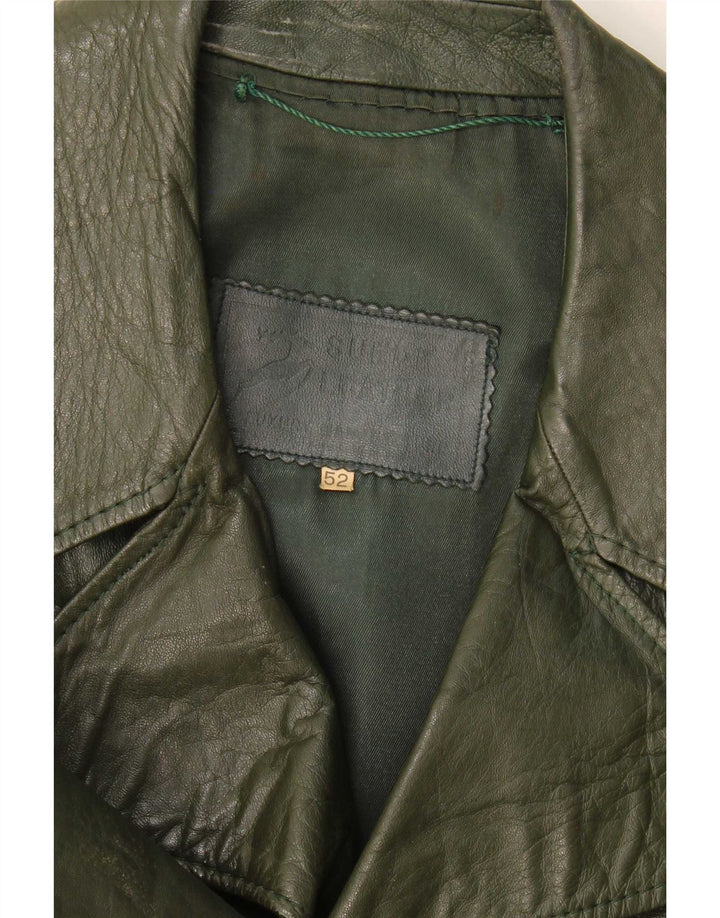 Vintage Ανδρικό Δερμάτινο Μπουφάν IT 52 XL Χακί