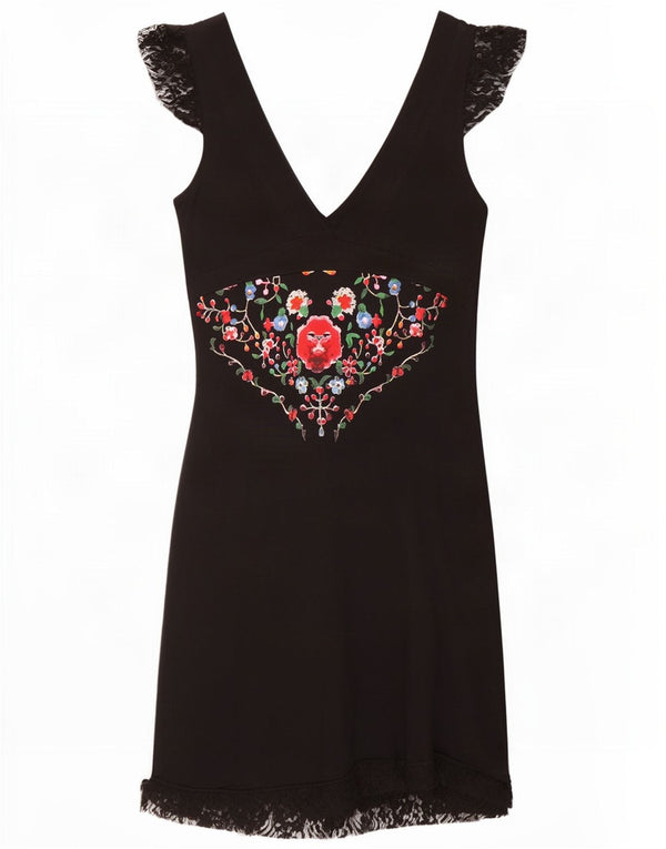 Γυναικείο Desigual Graphic A-Line φόρεμα UK 18 XL μαύρο φλοράλ
