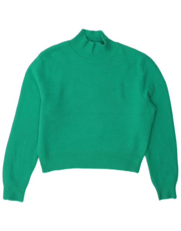 Zara Womens Crop Turtle Neck Jumper Sweater UK 14 Medium Green