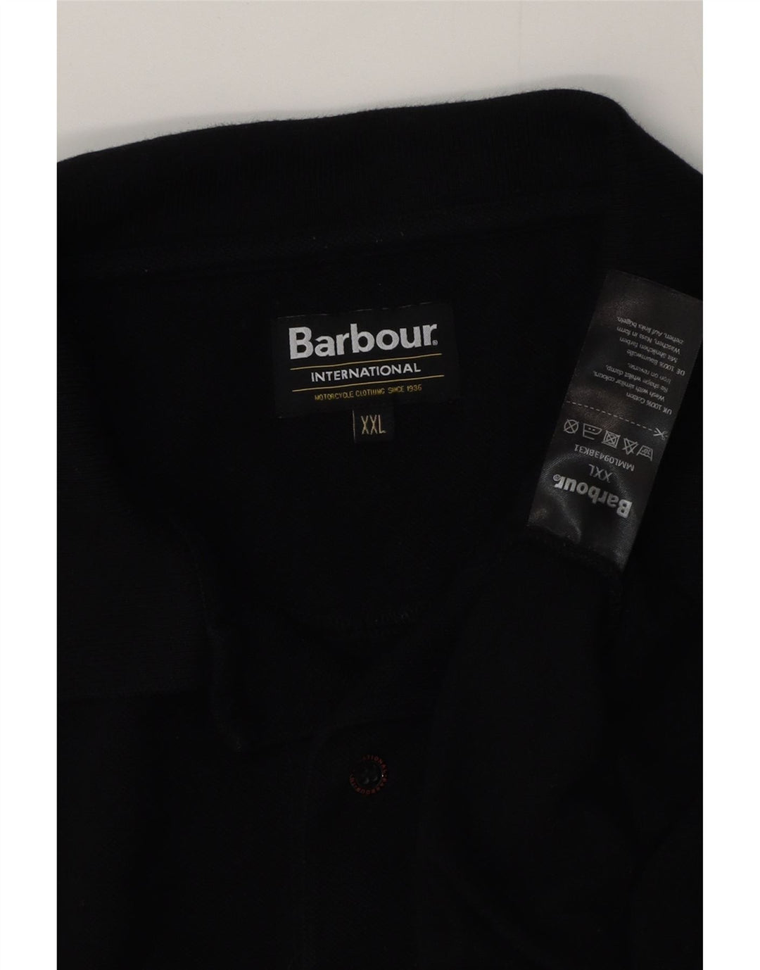 BARBOUR Ανδρικό μακρυμάνικο μπλουζάκι πόλο 2XL μαύρο βαμβακερό