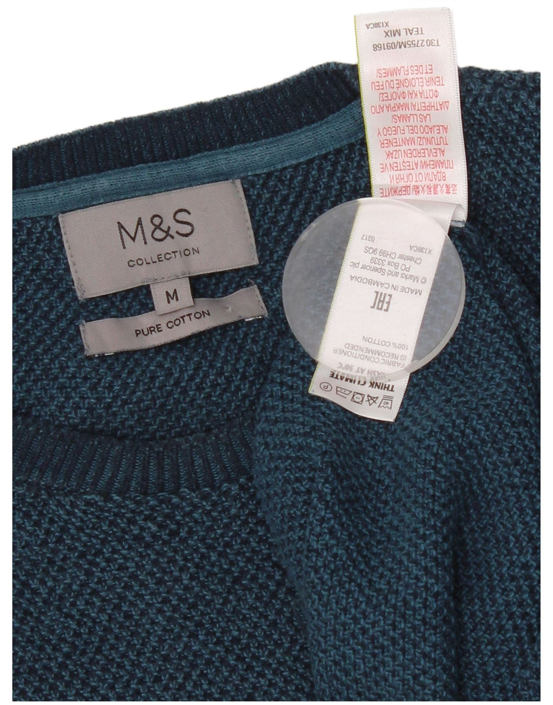 Marks & Spencer Ανδρικό πουλόβερ με λαιμόκοψη, μεσαίο βαμβακερό