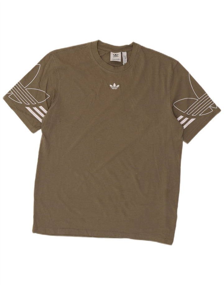 Ανδρικό γραφικό T-Shirt Adidas Top Medium Khaki Cotton