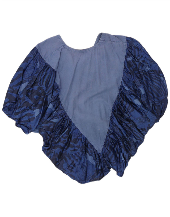 Vintage γυναικεία μπλούζα με ρόπαλο τοπ UK 14 Medium Blue Animal Print