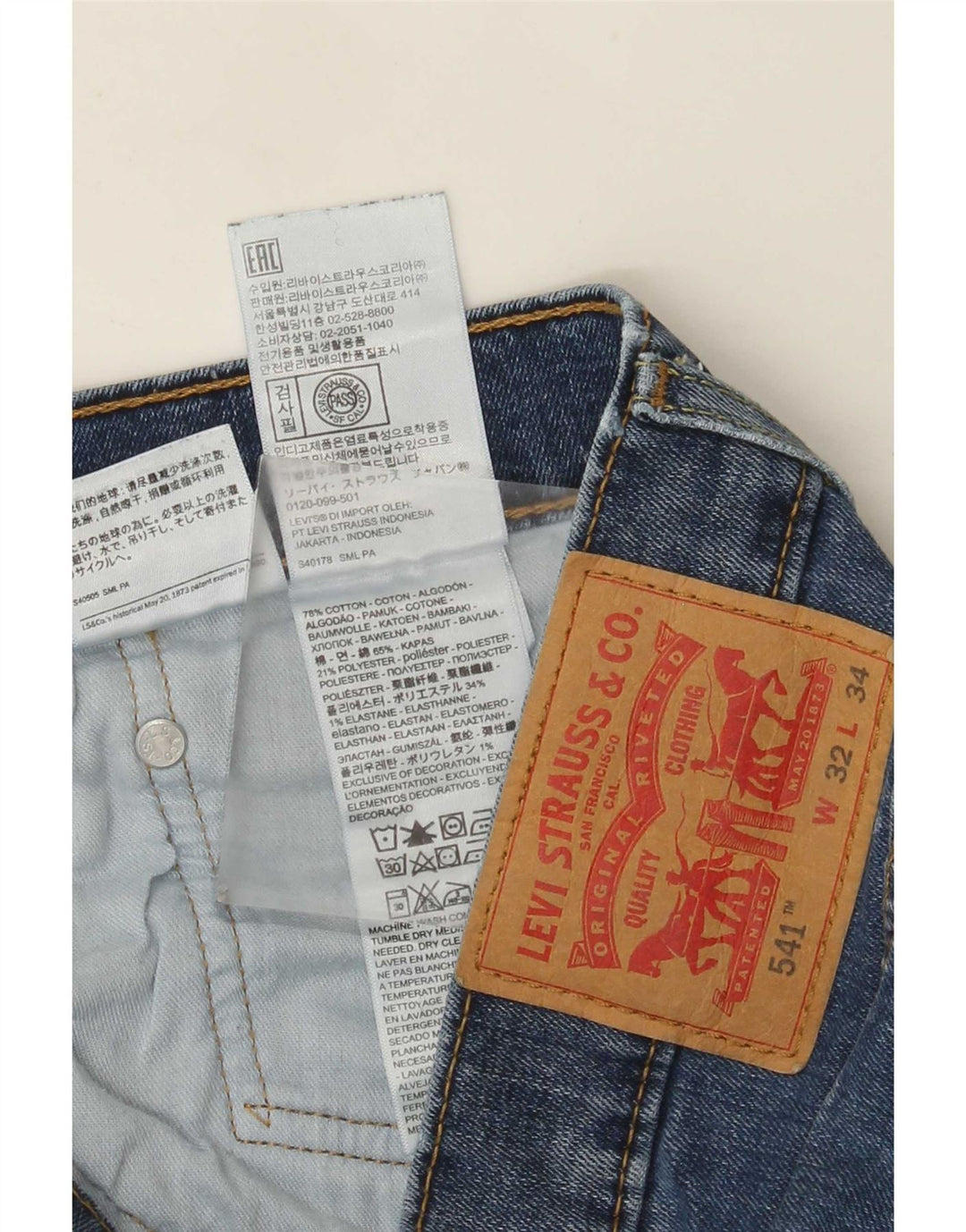 Levi's Mens 541 Athletic Straight Jeans W32 L34 Μπλε βαμβακερό