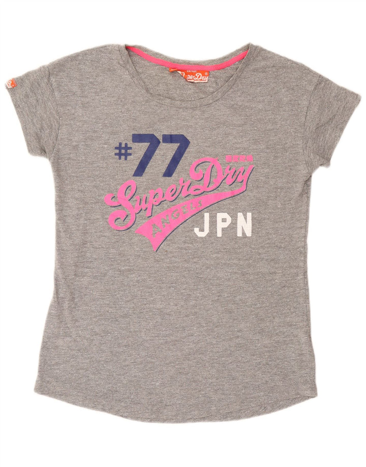 Γυναικείο γραφικό μπλουζάκι Superdry Top UK 14 Large Grey Cotton
