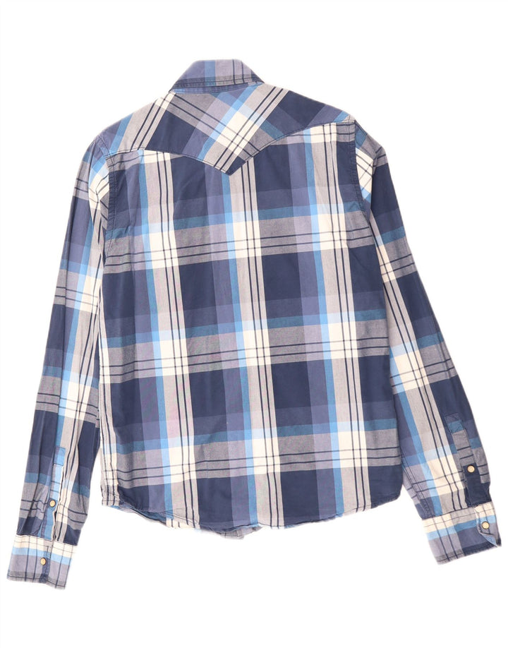 Ανδρικό πουκάμισο HOLLISTER Large Navy Blue καρό βαμβακερό