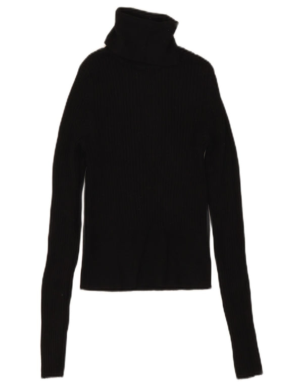 Zara Γυναικείο Crop Top μακρυμάνικο UK 8 Small Black Viscose