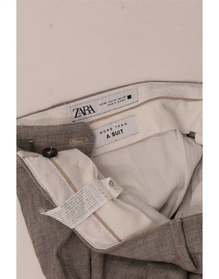 Zara Ανδρικό ίσιο παντελόνι EU 38 Small W30 L32 Grey Polyester