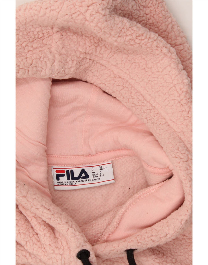 FILA Womens Hooded Fleece Jumper UK 10 Small Pink Polyester Vintage Fila and Second-Hand Fila from Messina Hembry 