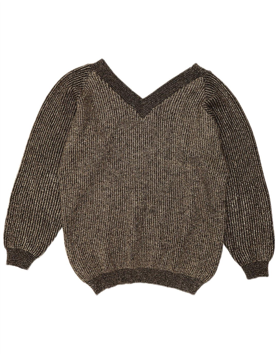 Vintage γυναικείο πουλόβερ υπερμεγέθη με λαιμόκοψη με λαιμόκοψη EU 40 μεσαίου χρυσού